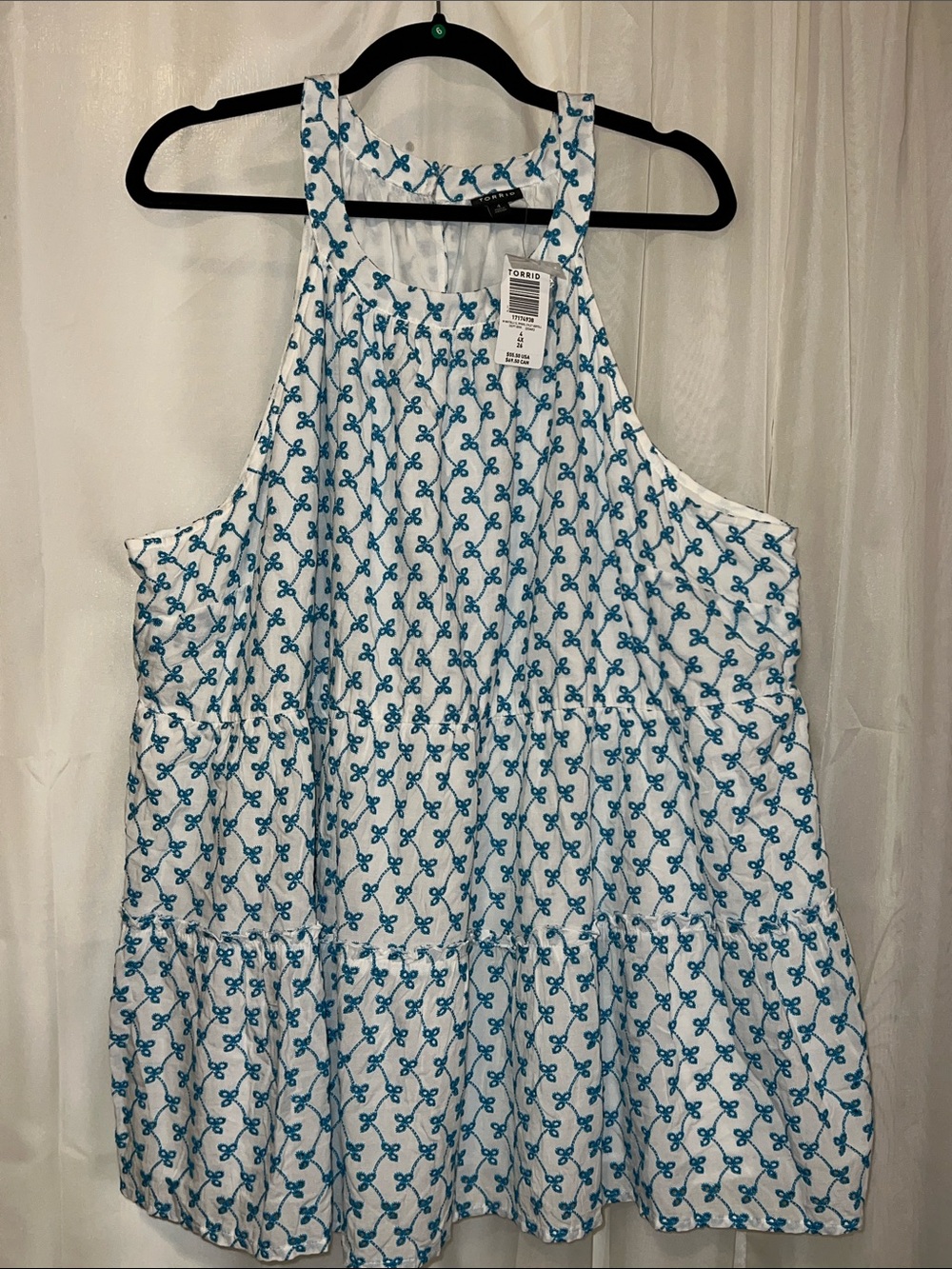 torrid White Sundress with Teal Loop Print